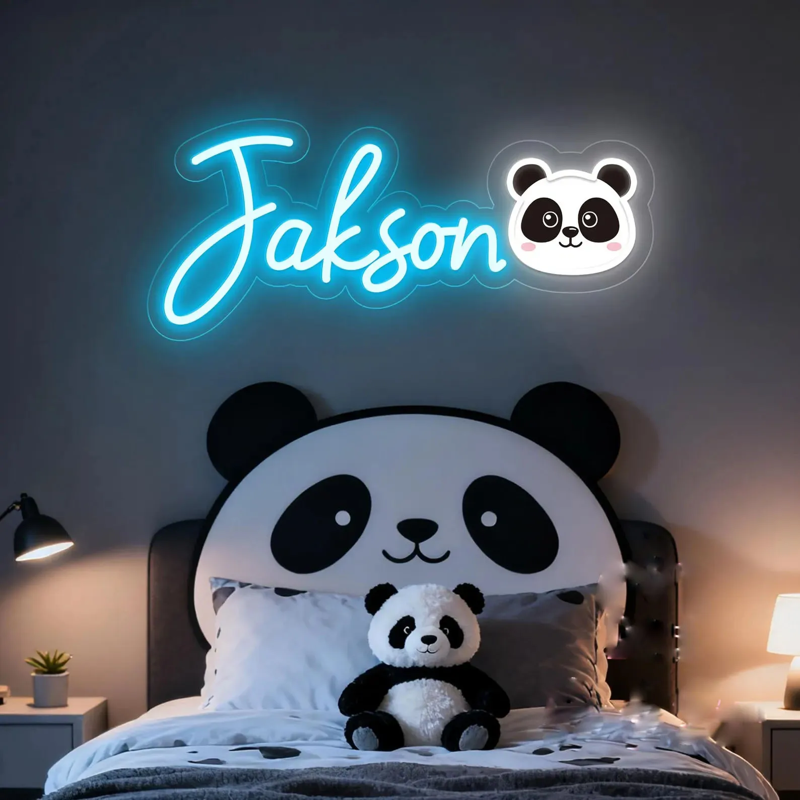 Custom Panda Name Neon Sign,Cute Animal Pet UV Printed LED Name Sign,Girl's Room Decor,Home Wall Decor,Christmas Gift For Kids