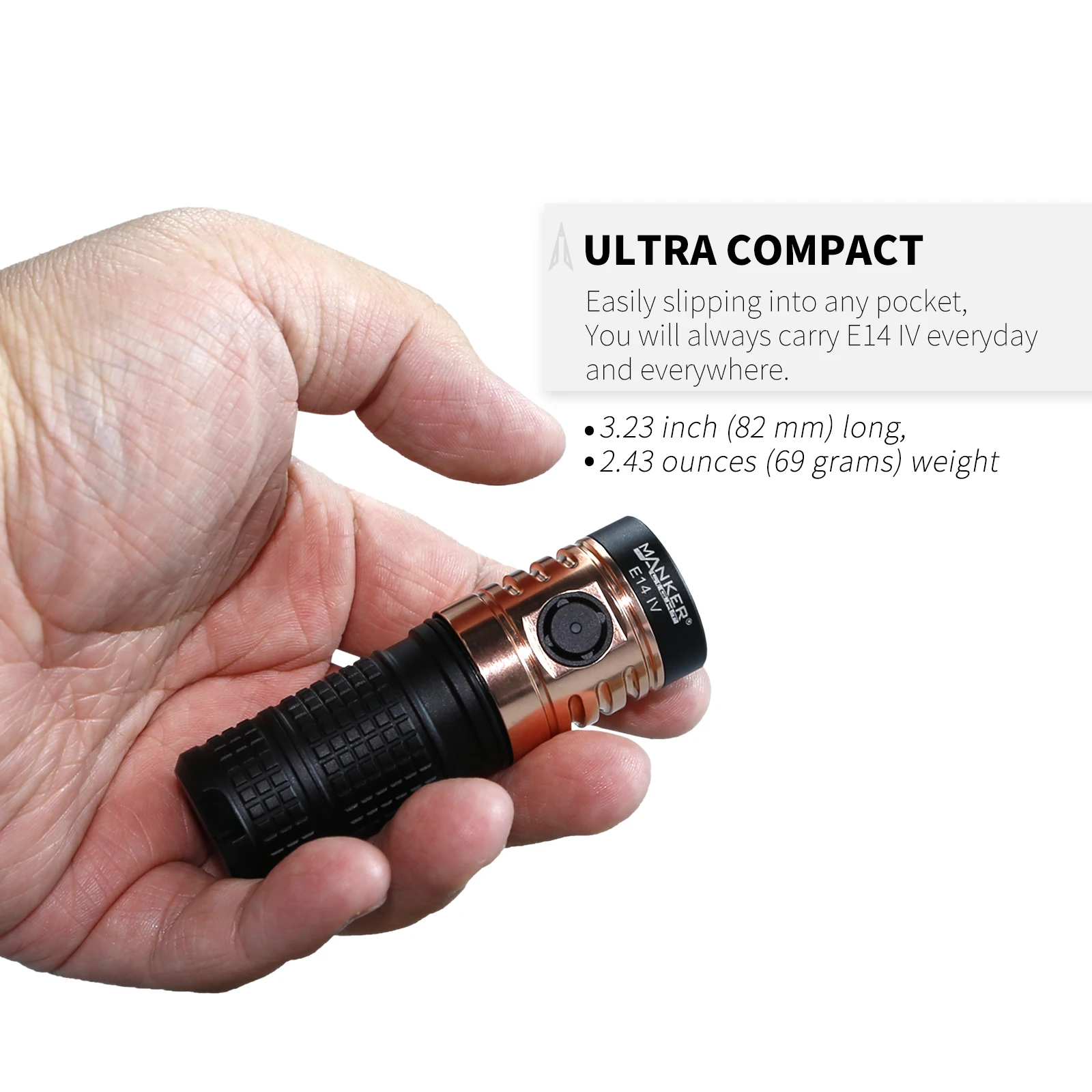 Mankerlight E14 IV 4000 Lumens Flood Pocket EDC USB-C Rechargeable Flashlight with Quad LED, Magnetic Base