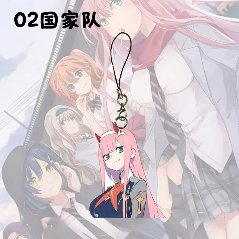 جديد حبيبي في سلسلة الهاتف المحمول FRANXX Zero Two Hiro الإبداعية عالية القيمة الرسوم المتحركة الكرتون المطبوعة زوجين الاكريليك الحبل #6