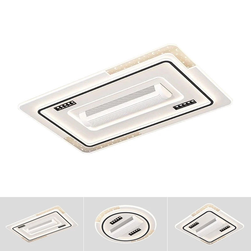 Modern 2-in-1 Bladeless Fan Light Remote Control Ceiling Light 6-speed Adjustable Wind Silent Fan Living Room Bedroom Home Light