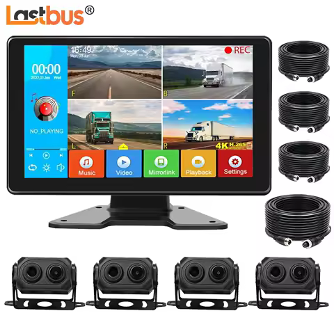 Lastbus 9" Touch Screen Monitor DVR With 4x AHD 1080P Video Side Rear View Cameras For Truck Caravan Camper Reverse