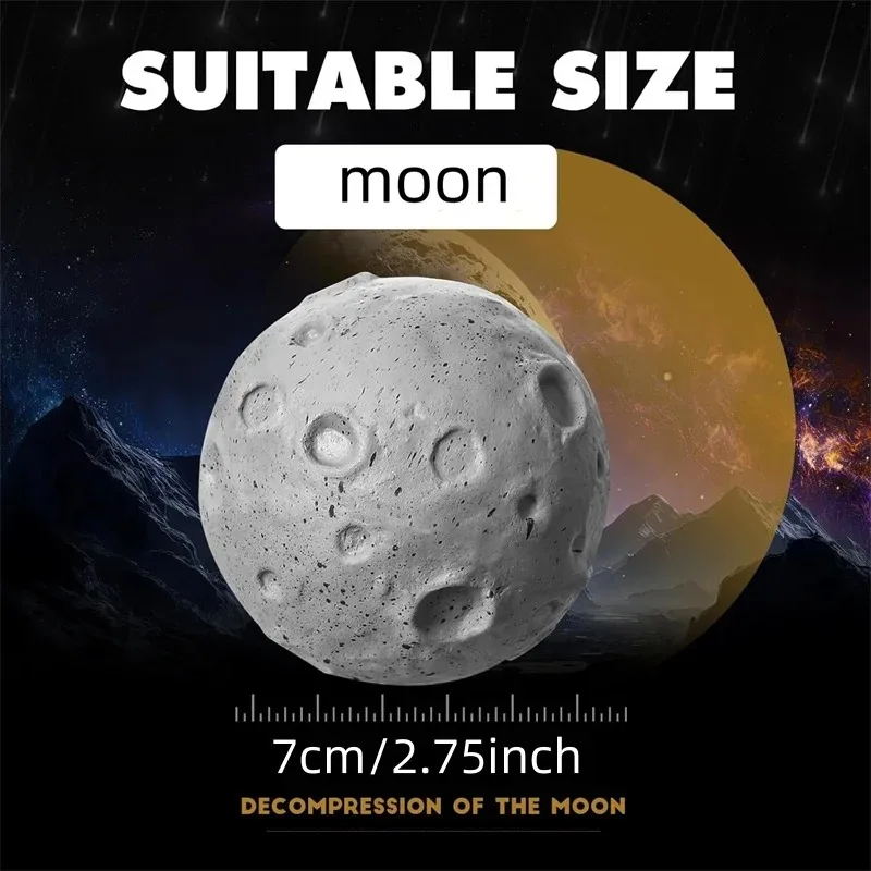 7.2cm Moon Meteorite Stress Balls - Soft Squeeze Toys for Anxiety Relief Gift, Hand Exercise, Pet Dog Balls Toys