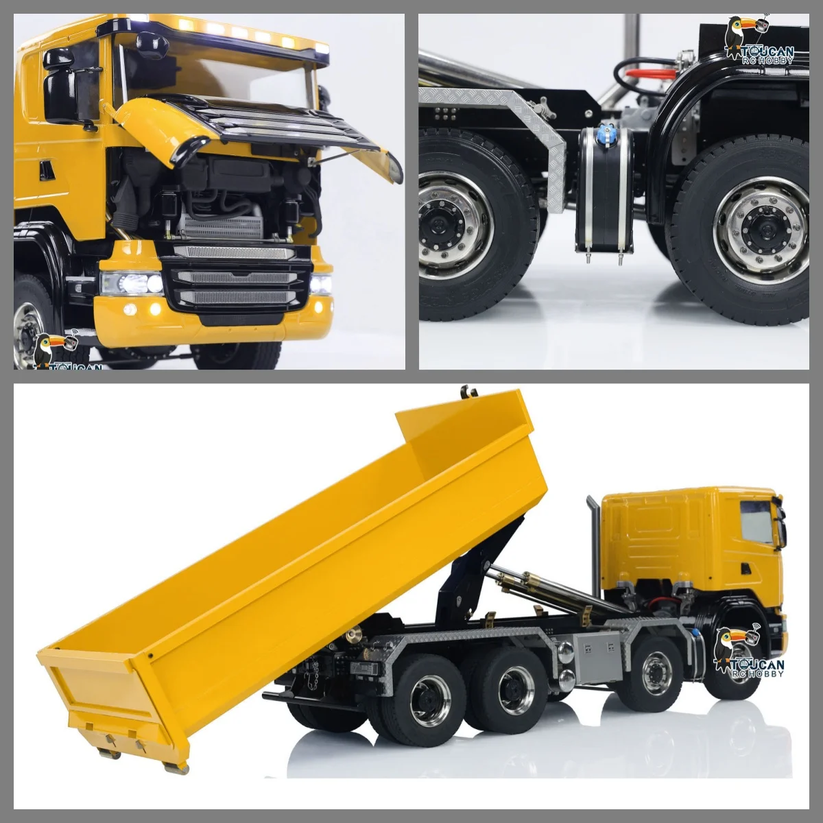 

Toy 8x8 1/14 RC Hydraulic Dump Truck Metal Remote Control Roll-on Full Dumper Finished Tipper Car Sound Light CarTH23913