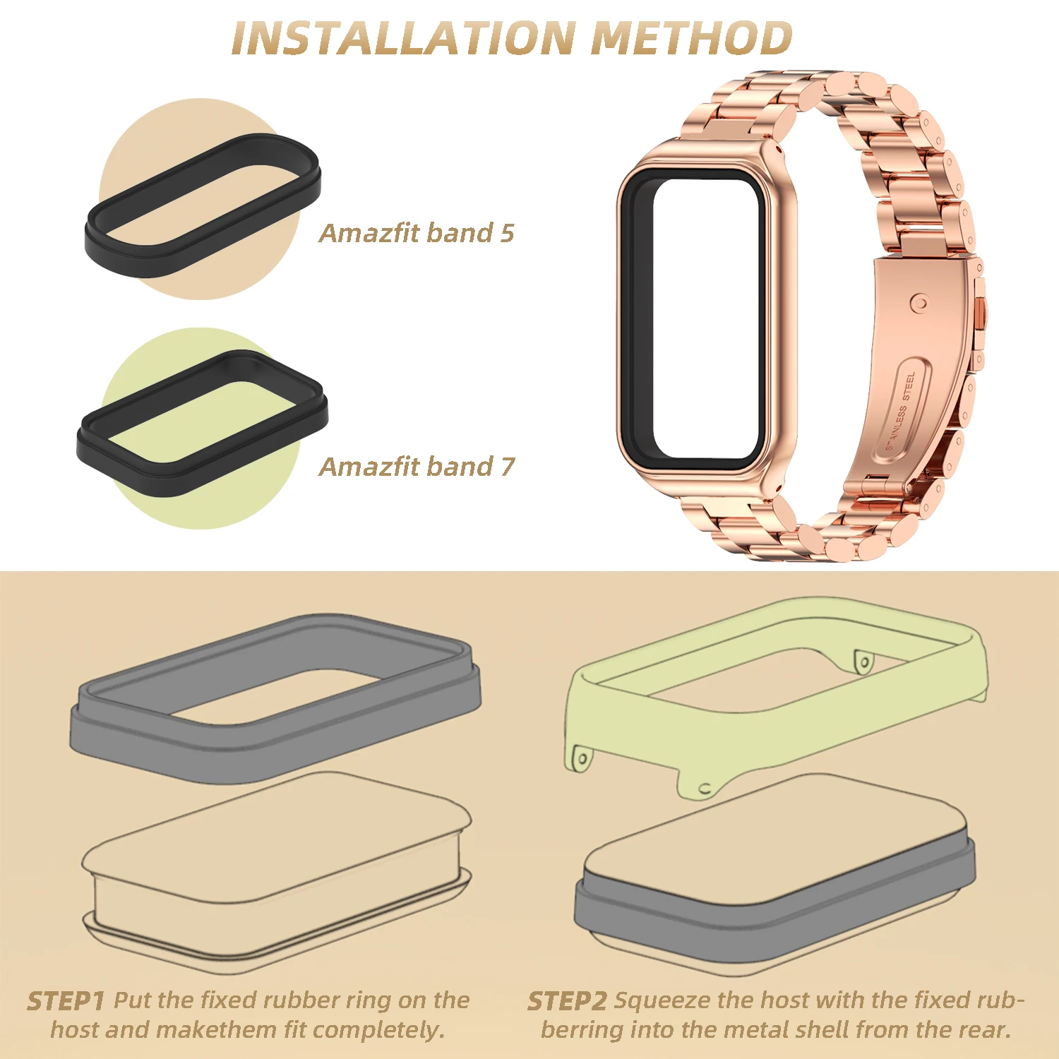 For Amazfit Band 7 Strap Bracelet Metal Watch Band For Huami Amazfit Band 7 Bracelet Global Version Replacement Smart Wristband