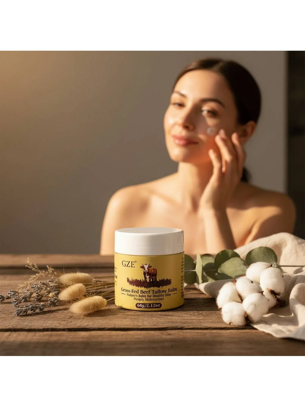 بلسم طويل من لحم البقر المطلي بالعشب من GZE - لصالون البشرة الطبيعي متعدد الأغراض للوجه والجسم والشفاه، والترطيب والإصلاح، للجفاف #2