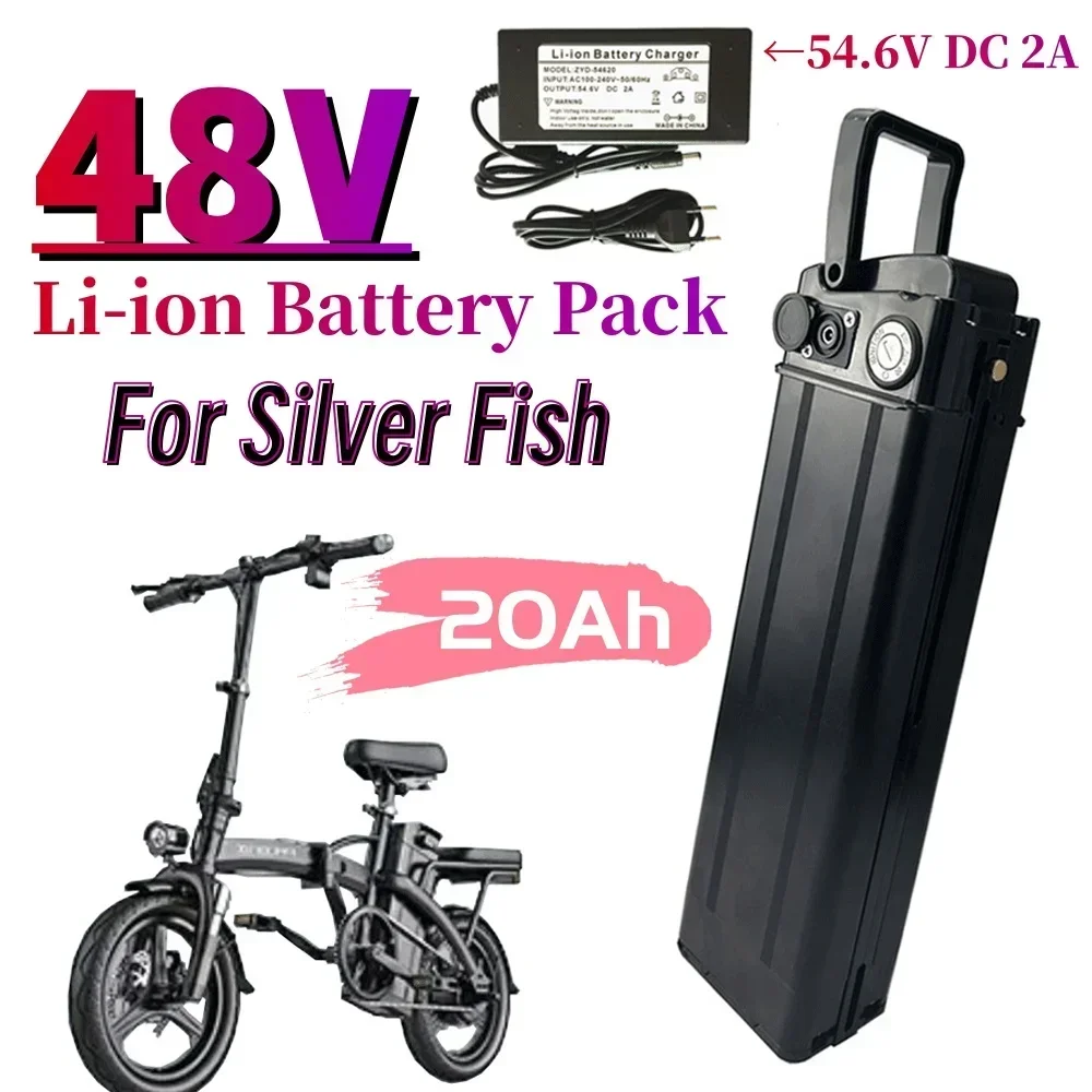 Li-ion 13 s6p 48V 20AH per Batterie Silver Fish 350W 500W 750W 1000W batteria agli ioni di litio per bici elettrica