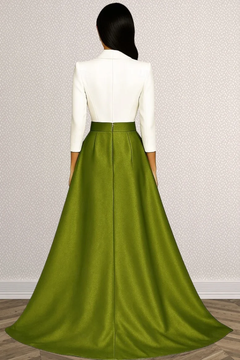 A-lijn Bruiloft Formeel Bruiloftsgast Stretchstof Elegant Glinsterend 3/4 mouw Tot de grond Bruiloftsgastjurk Formele jurken