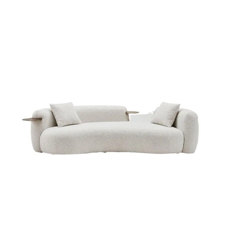 Cream wind pea sofa Italian minimalist light luxury modern living room lamb wool fabric sofa