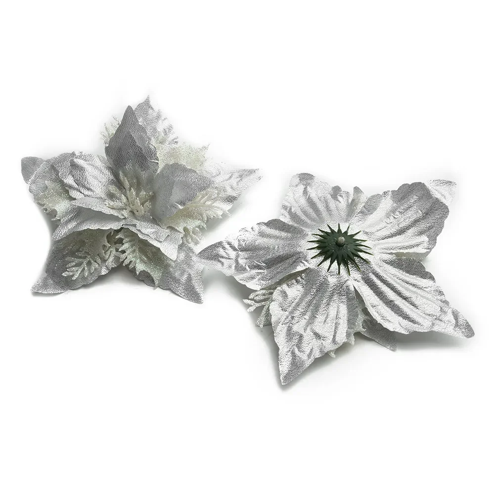 5X Christmas Large Poinsettia Glitter Flower Tree Hanging Party Xmas Decor Flowers Christmas Tree Ornaments Artificial Flowers