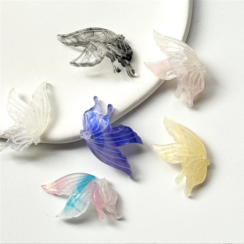 10Pcs/Lot Acetic Acid Butterfly Wings Acrylic Beads Petal Charm Connectors Diy Ornament Earrings Hair Jewelry Making Accessories