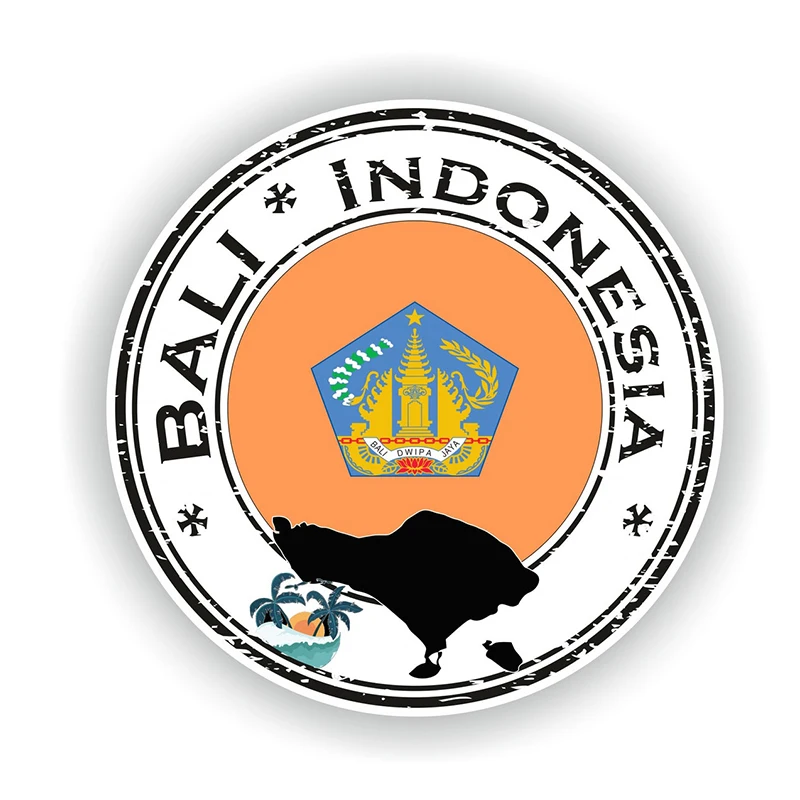 

CK21126# 10x10cm Bali Indonesia Seal Sticker Round Flag for Laptop Book Fridge Guitar Motorcycle Helmet ToolBox Door PC Boat