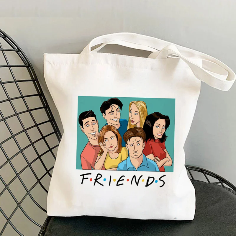 Friends Tv Show Shopper Bags for Women Casual Street Style Shopping Bag with Handle Harajuku Friends Canvas Tote Bag