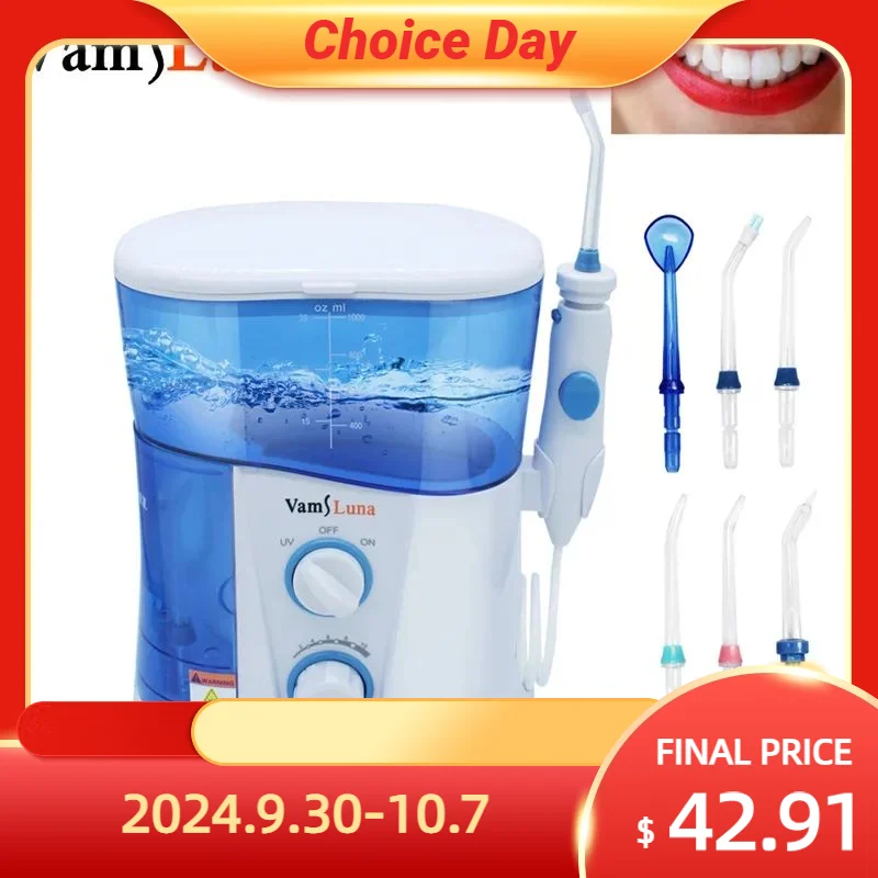 

1000ML Oral Irrigator Water Flosser Dental With 7 Multifunctional Jet Tips For Family Teeth Brace Clean And Tooth Whitening