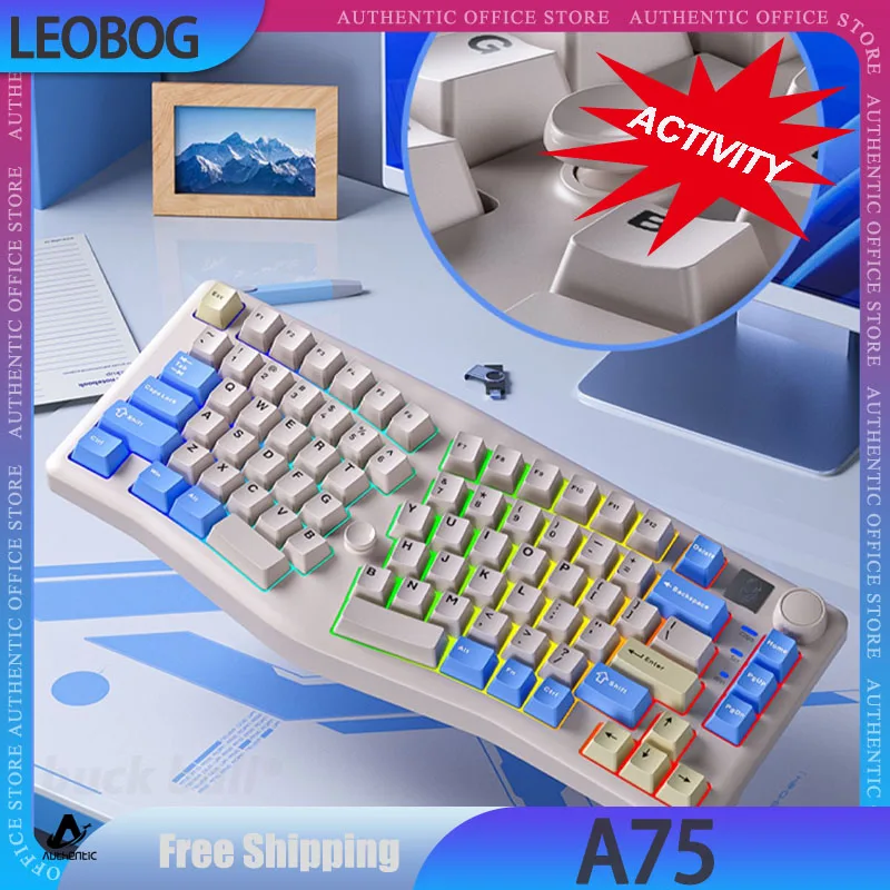 Leobog Alice A75 Mechanical Keyboard 3Mode 2.4G Bluetooth Wireless Keyboard Keycaps PBT Hot swap RGB Custom Gamer Keyboard Gifts