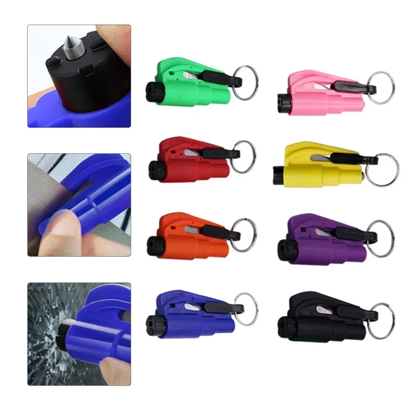 2025 NEW Car Safety Hammer Spring Type Escape Hammer Window Breaker Punch Seat Belt Cutter Hammer Key Chain Auto Accessories