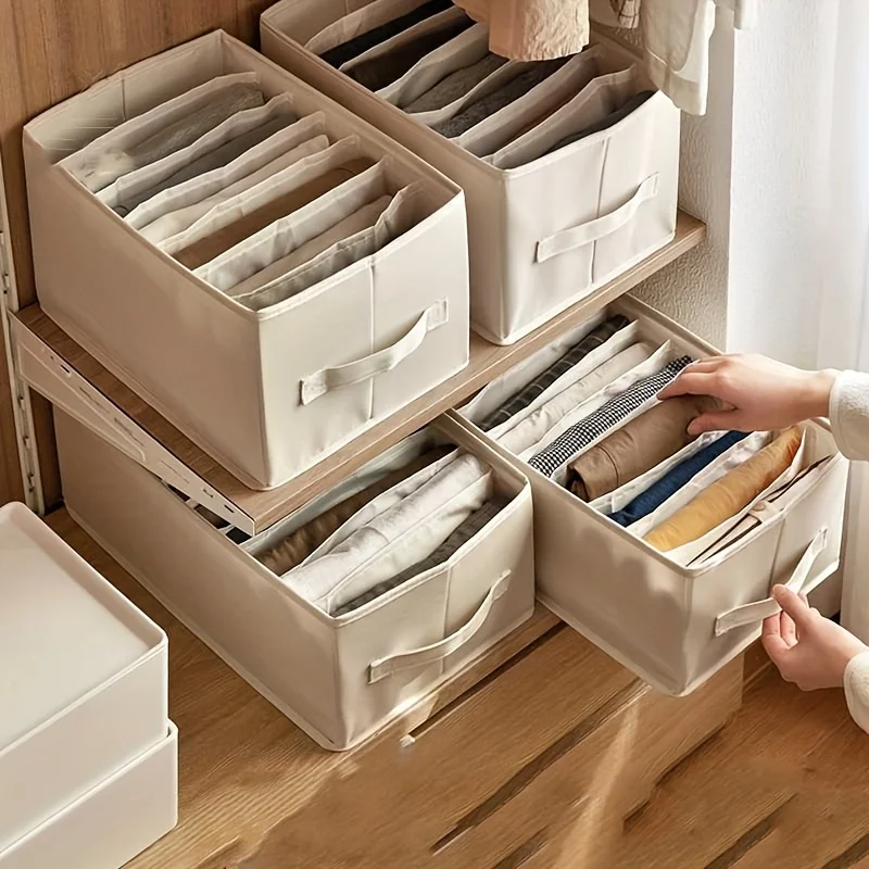 Home Multifunction Storage Box Underwear Compartment Storage Box Simple Style Fabric Storage Box Wardrobe Clothes Pants Organize