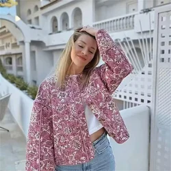 2024ZAR Spring/Summer New Women's Fashion European and American Style Printed Long sleeved Cotton Jacket Coat