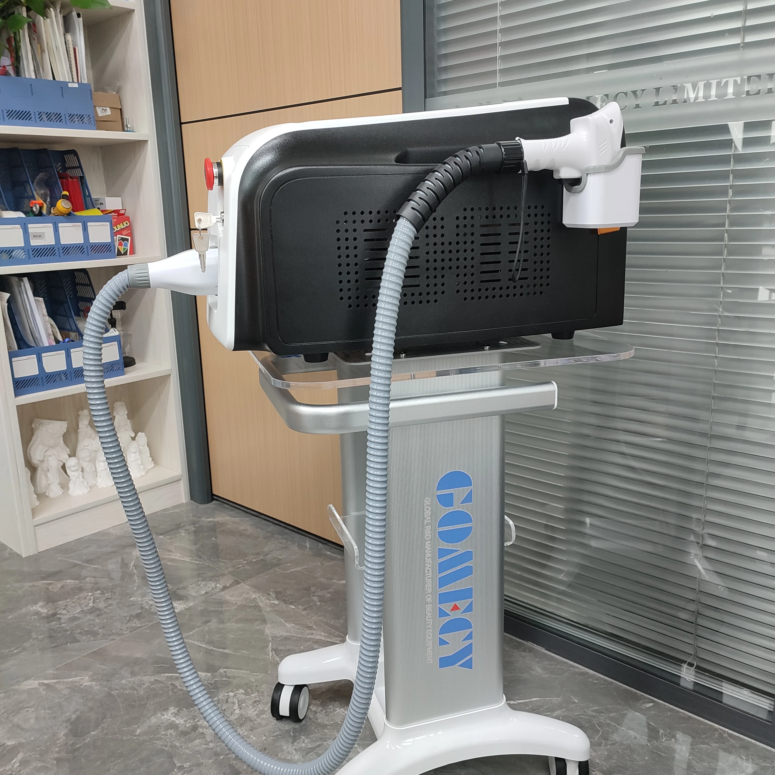 Laser Physiotherapy Machine Use Beauty Machine Display Trolley 4 Wheels Movable Cart Trolley Durable White Aesthetic