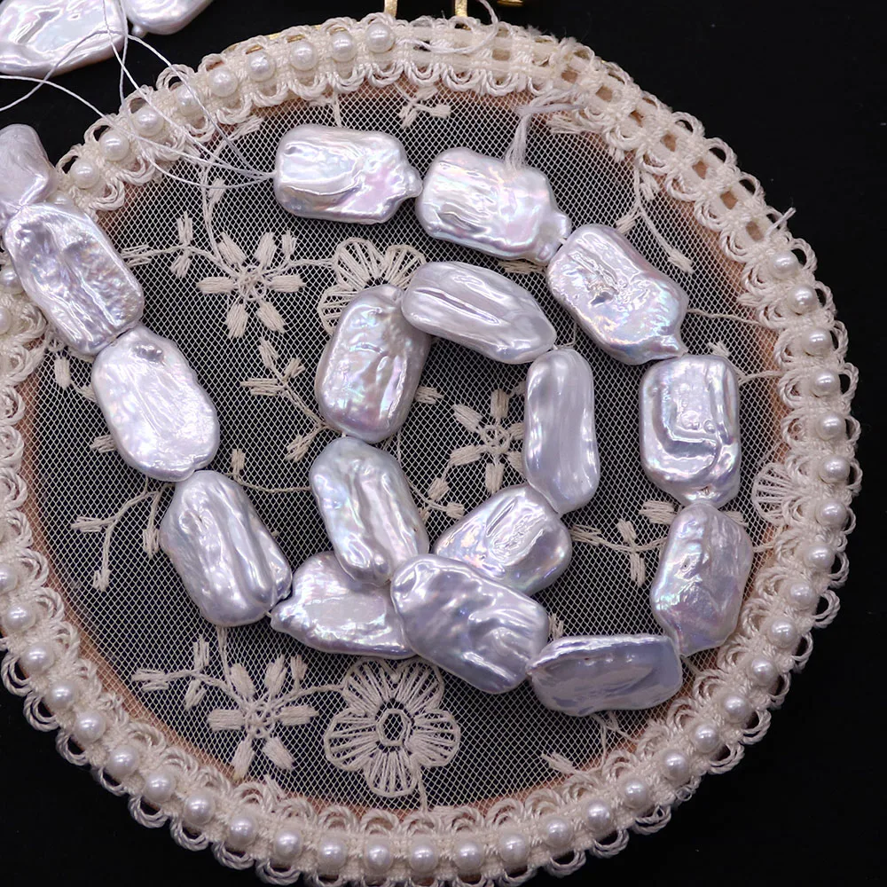 

Rectangular White Natural Baroque Freshwater Pearl With Straight Holes Loose Bead 1strand For DIY Women's Specialty Jewelry Gift