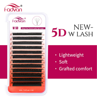 FADVAN 5D-W Shaped 0.07 D Curl Eyelash Extensions Natural Faux Mink Lash Soft Light Professional Premade Volume Fan Eyelashes