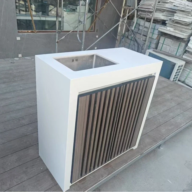 

Outdoor courtyard wash table rock slab island table operation wash integrated basin storage