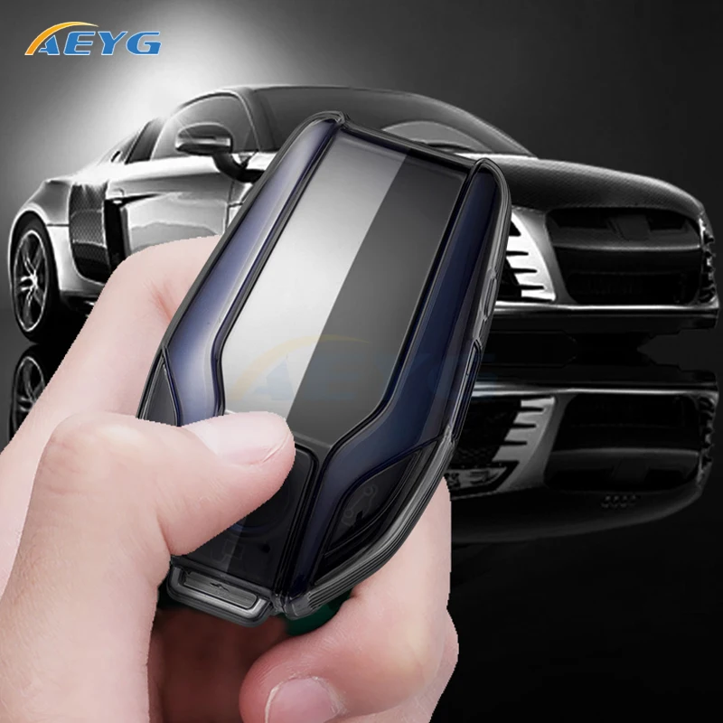 TPU Car Key Case Cover Shell Fob For BMW Display LCD 5 Series 6 Series 7 Series 8 Series G01 G02 G05 G11 G12 G30 Keychain