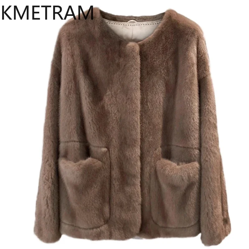 Natural Mink Fur Jacket Luxury Short Fur Coat Women Old Money Style Jackets for Winter 2024 High Quality Womans Clothing шуба