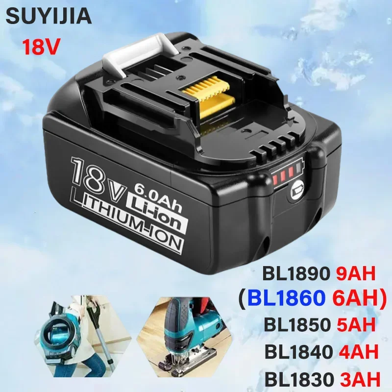 18V 6Ah BL1860 Rechargeable Lithium Ion Battery for Makita Electric Tile Tiler Angle Grinder Electric Tile Tile Machine Chainsaw