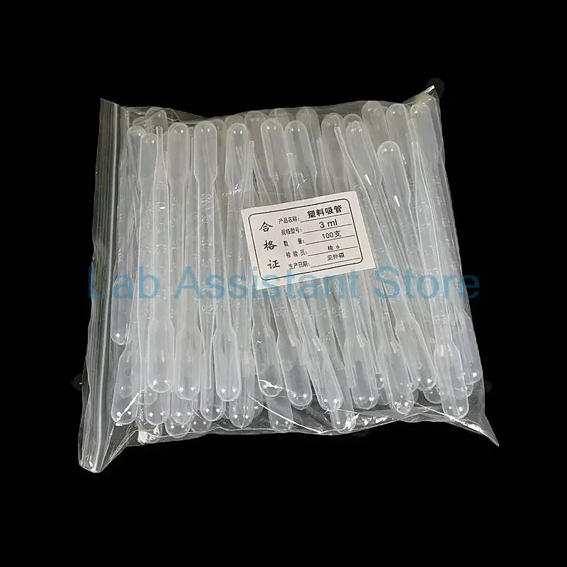 100/200/300/500/1000pcs Laboratory Clear 3ml Plastic Graduated Pipette, Plastic Dropper, Disposable Pasteurized Pipette