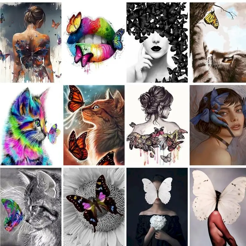 

GATYZTORY 60x75cm Painting By Numbers Kits Butterfly girl Figure Oil Paints Acrylic Cnavas Home Bedroom Wall Artcraft Picture
