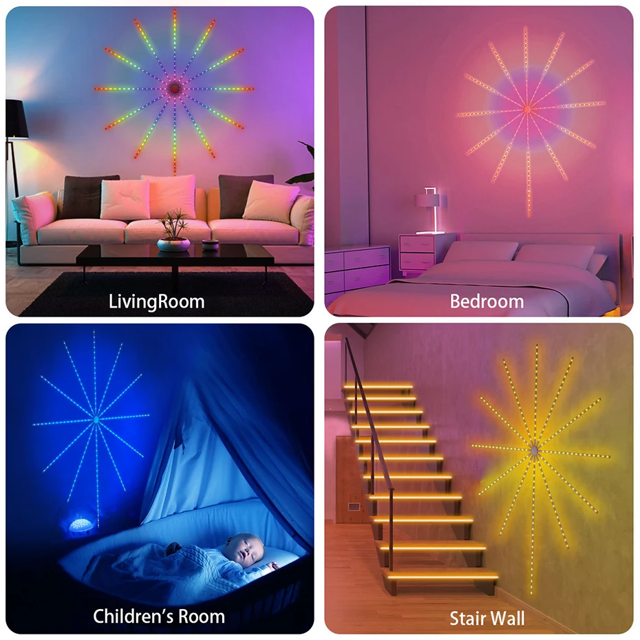 Tuya Smart Vuurwerk Led Strip Licht Rgbic Festoen Smd 5050 Dream Kleur Bluetooth Voice Control Voor Woonkamer Decoratie