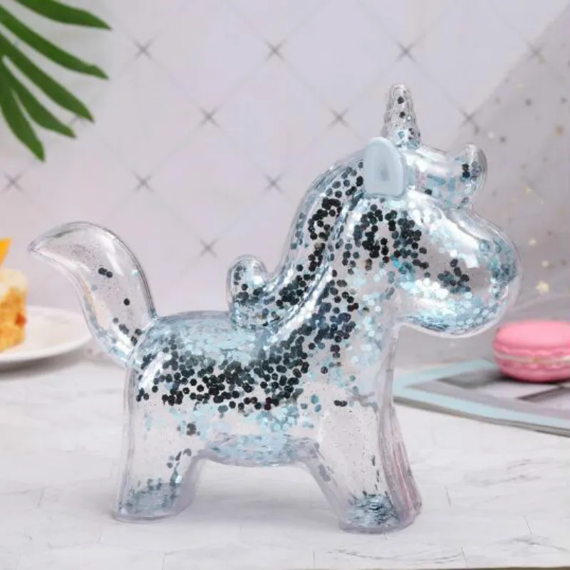 Creative unicorn piggy bank   coin   transparent with sequins souvenir children birthday gift kids WF923