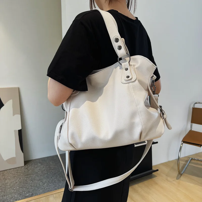 

Large Capacity Shoulder Bags For Women Large Shopper Bag Solid Color Soft Leather Crossbody Handbag Lady Travel Tote Bag