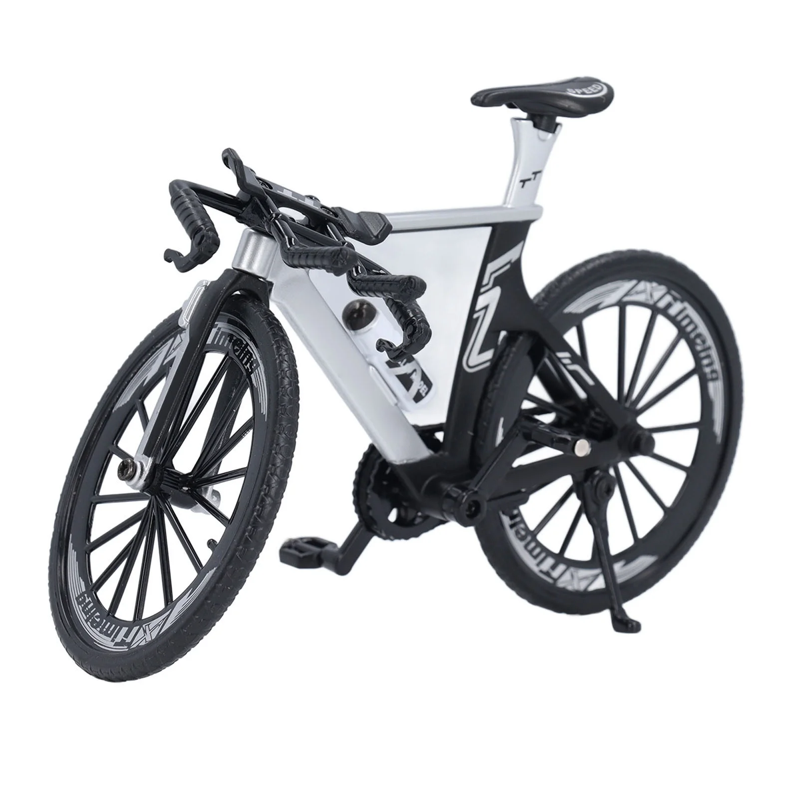Racing Bike Model Dual Handlebar Sliding Steering Alloy Finger Metal Bicycle Collections Decoration for Kids Black White