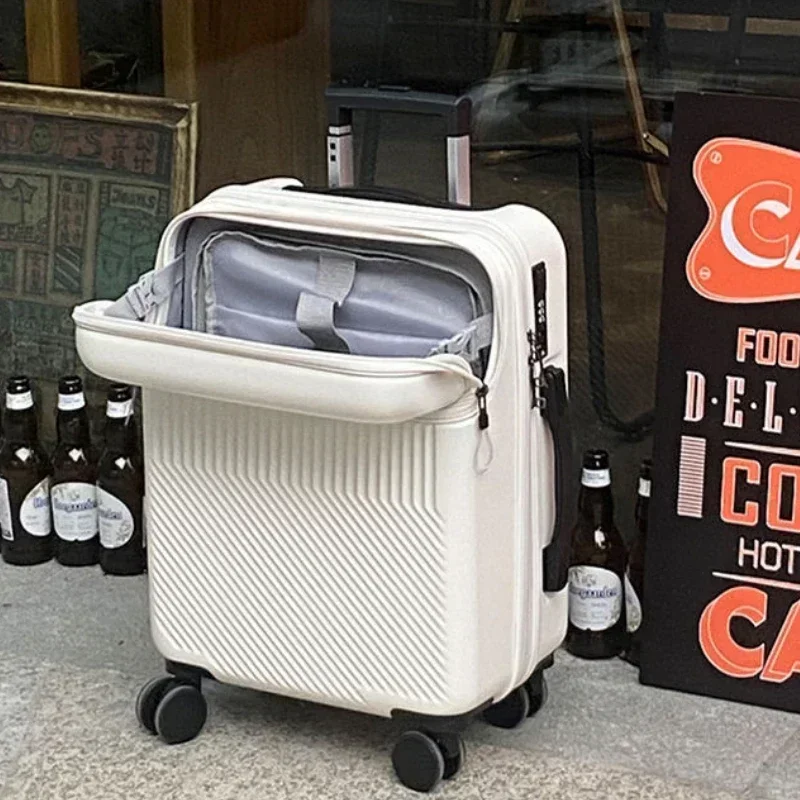 Multifunktions-Rollgepäckkoffer, tragbare Reisetaschen mit Reißverschluss, Reisekoffer auf Rädern, Handgepäck mit Frontöffnung