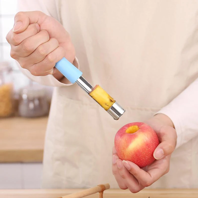 1 قطعة أدوات الفاكهة الخضار الفولاذ المقاوم للصدأ الفاكهة أخذ العينات الحمراء الكرز الكمثرى أخذ العينات الجوفية الفاكهة البذور الأساسية مزيل سكين تقطيع