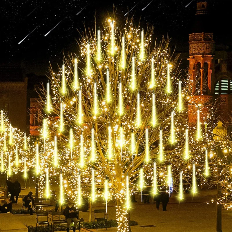 Meteor Shower Rain String Lights EU Plug LED Lights Street Christmas Decorations for Home Outdoor Wedding New Year