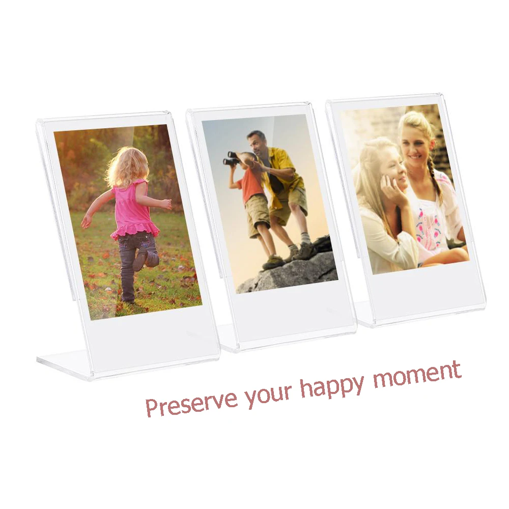 1-3 قطعة 3&quot L-شكل إطار صور أكريليك شفاف حامل صغير ل Fujifilm Instax Mini 12 8 9 25 50 7s 11 فيلم كاميرا صور