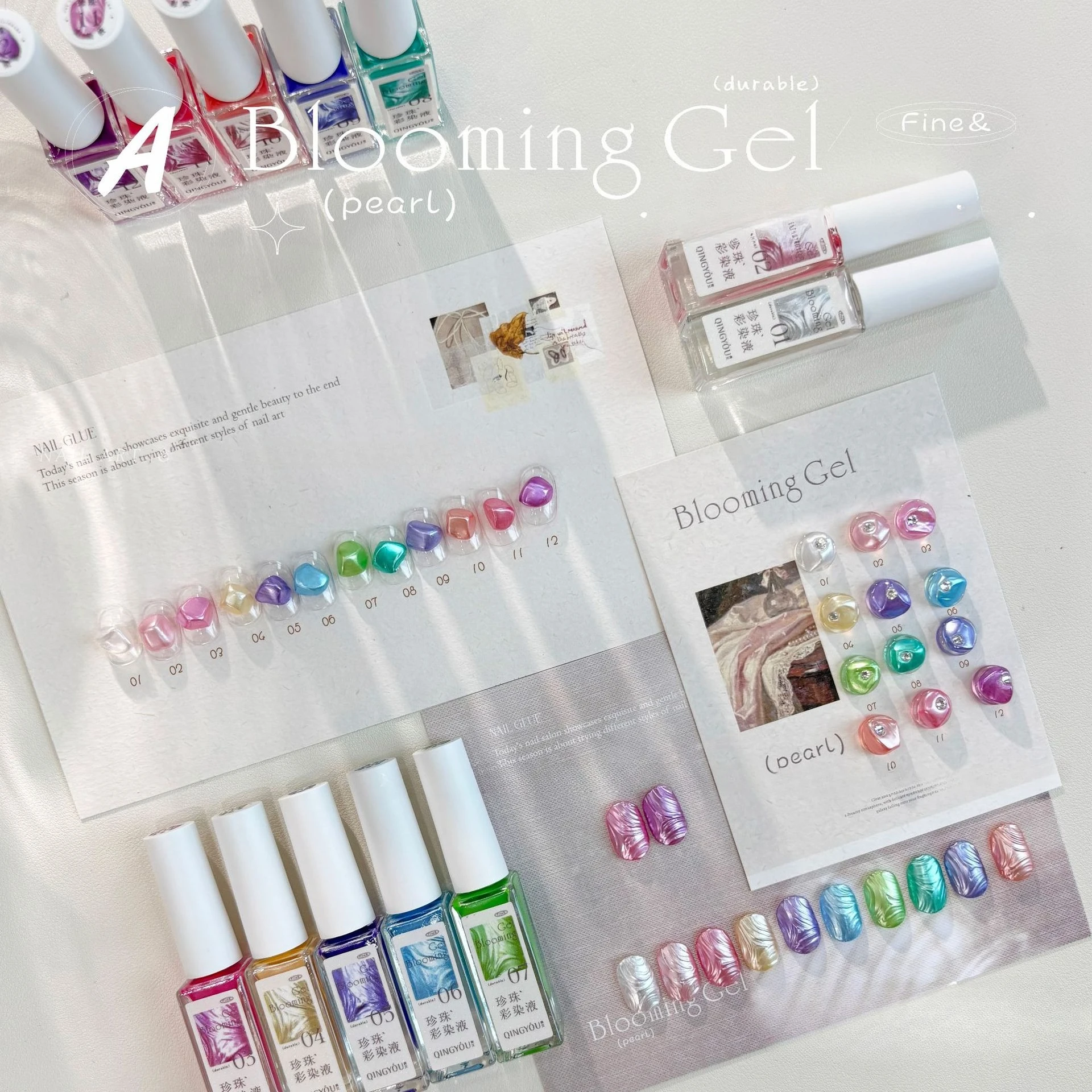 

12pcs Pearl Nail Polish Watercolor Ink Blooming Gel Smudge Bubble Smoke Effect Nail Art DIY Marble Hybrid Gel Varnishes Manicure