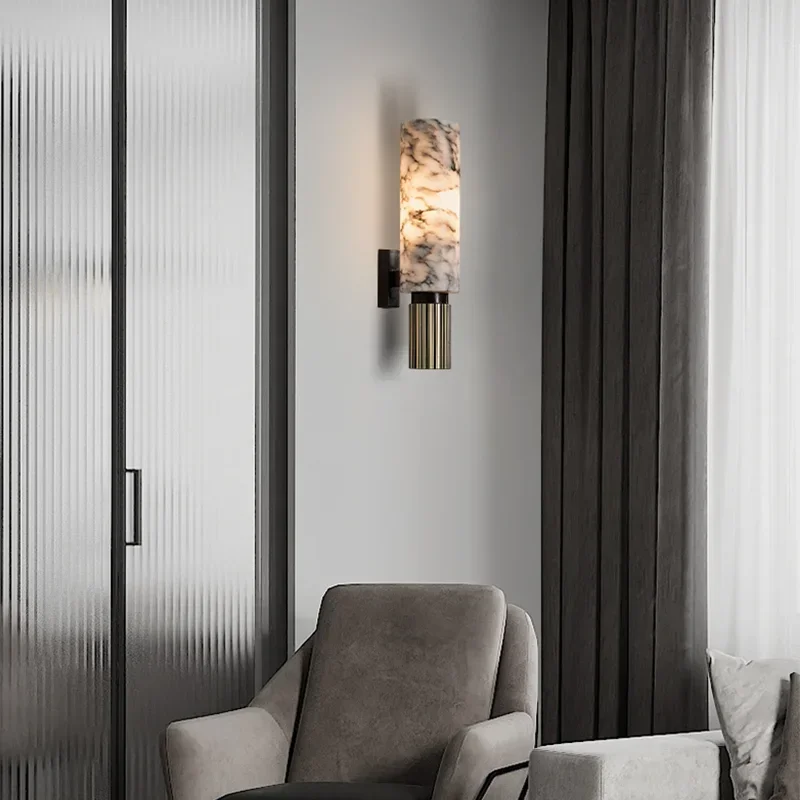 Modern Luxury Natural Marble Wall Lamp for Living Room Bedside Bedroom Decoration LED Light Fixtures Vintage Home-appliance image 5
