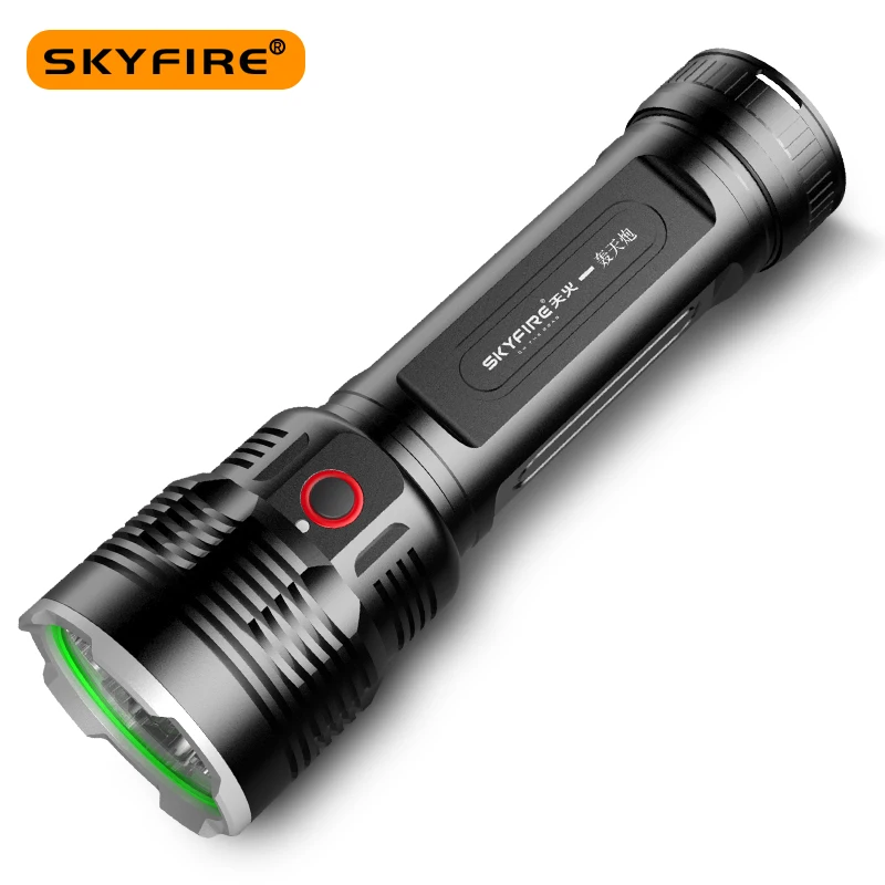 SKYFIRE 2022 HTP Series LED Flashlights Type-C USB Rechargeable 4 Mode High Lumen Outdoor Waterproof Window Hammer SF-496