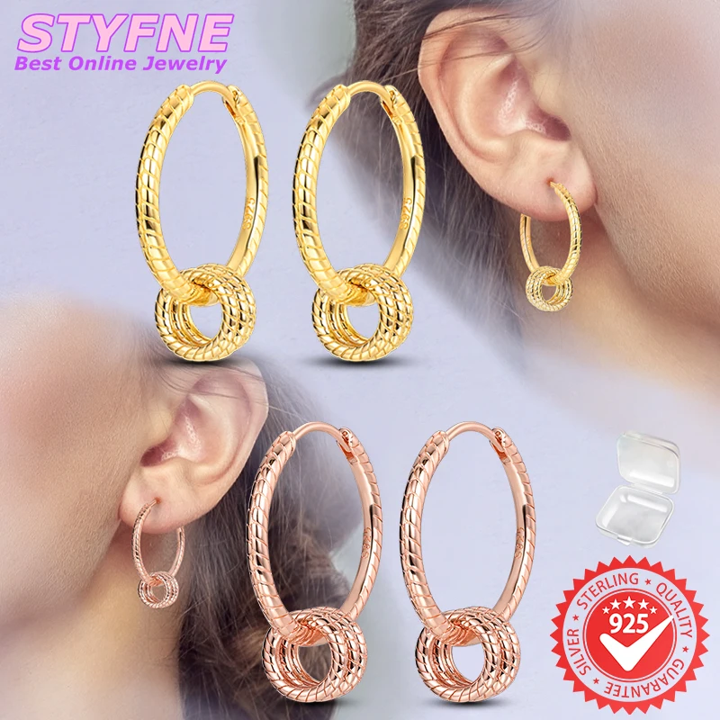 925 Sterling Silver Classic Personality Snake Bone Lnterlocking Hoop Earrings Fashion Earrings Jewelry Gifts for Women Girls