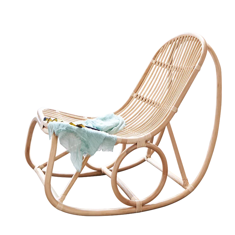 YY Nordic Rattan Rocking Chair Home Single Rocking Chair Real Rattan Lazy Sofa