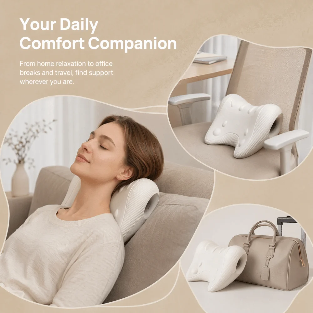 C-Shaped Contour Cervical Support Pillow Soft EVA Material Acupressure Design C-Shaped Contour Pillow Multi-Purpose Use