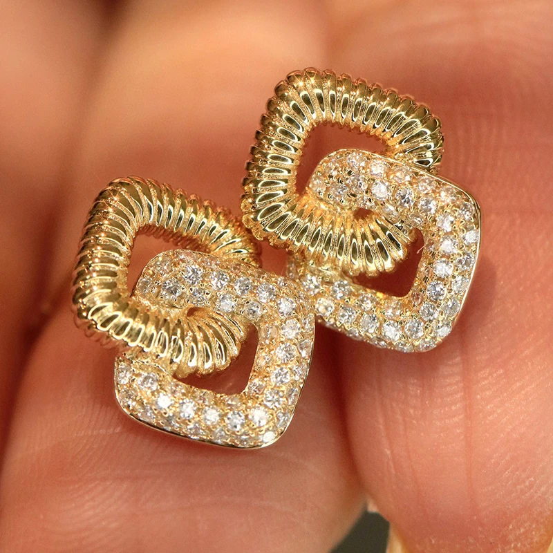 อาซูโอ วินเทจ จิวเวลรี่ 18K ทอ - Diamond Stud Earrings บทวิจารณ์และราคา