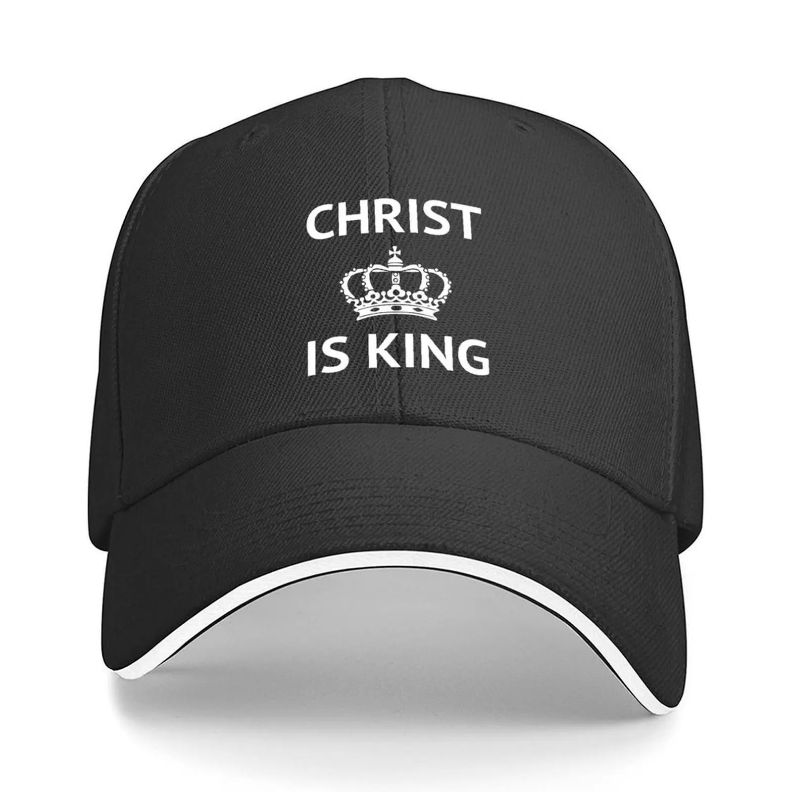 

Christ is King crown logo (white) Baseball Cap Bobble Hat men's big size hat Snapback Cap Anime Men Luxury Brand Women's