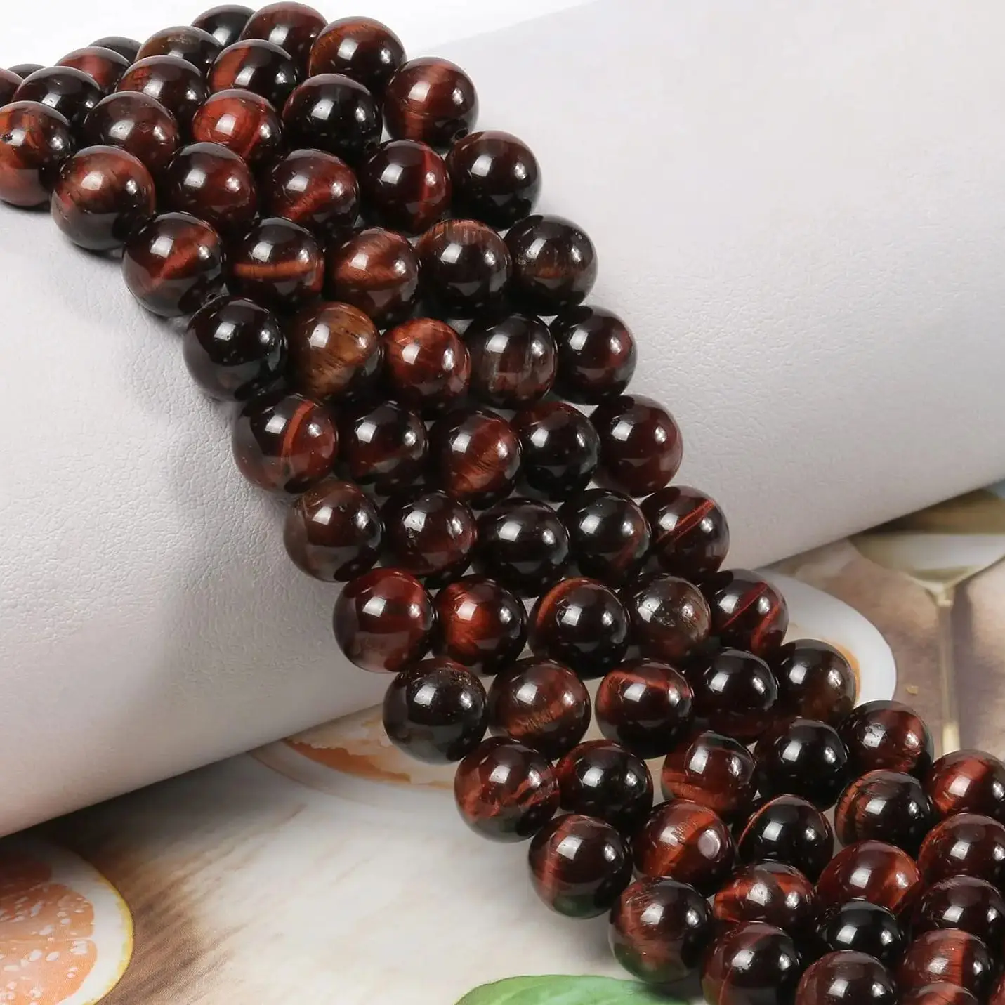 Red Tiger Eye Beads Natural Stone Loose Round Bead With Elastic Thread For Jewelry Supplies Making Bracelets Necklace 4/6/8/10mm