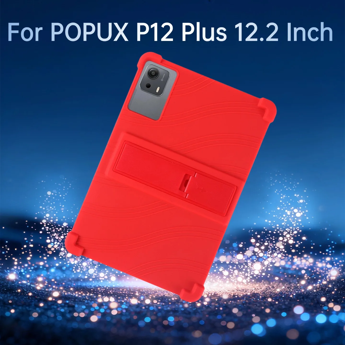 For POPUX P12 Plus 12.2 Inch Tablet Case Soft Silicone Adjustable Stand Shockproof Kids Friendly 4-Corners Thicken Shockproof