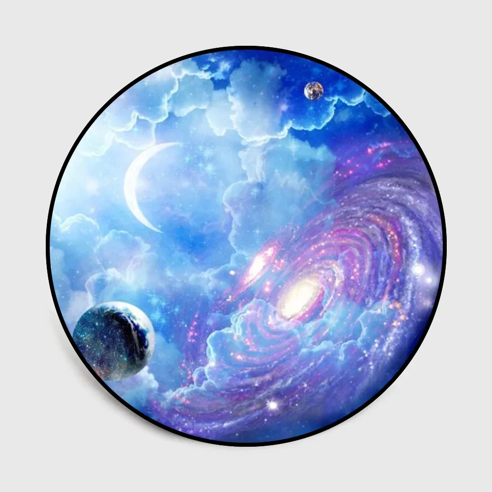 Moon Baby Living Room Children\'s Bedroom Round Carpet   Floor Mat Planet  Space Universe Galaxy