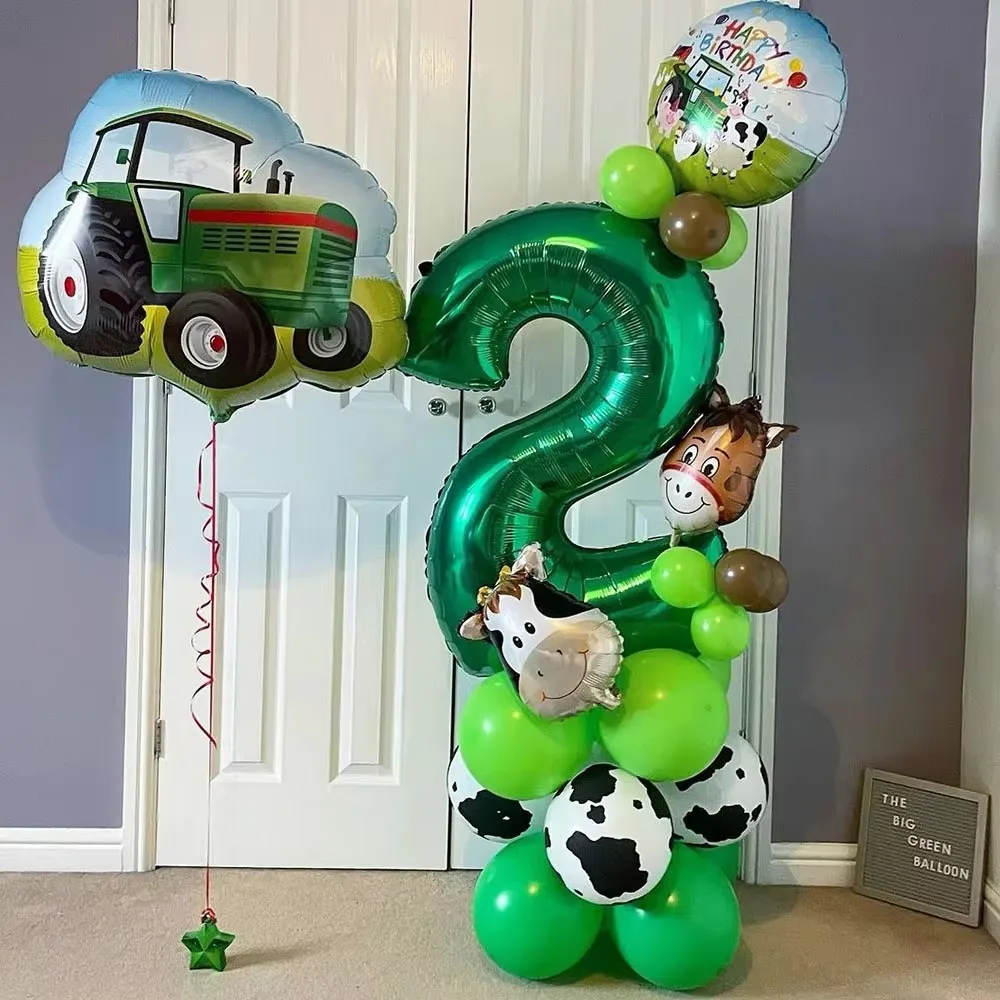 5pcs big Farm Tractor Giant Foil Balloons Tractor Helium Latex Ballons Tractor Themed Birthday Party Decorations Supplies